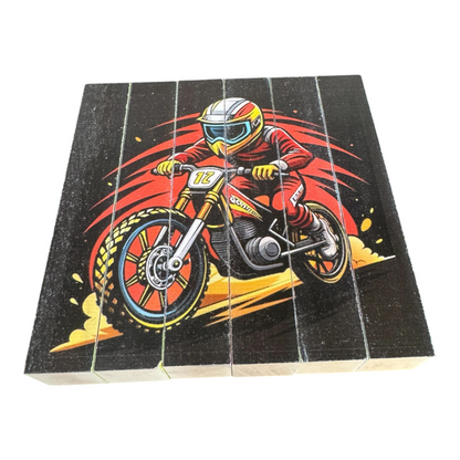 Racing Puzzle Blocks for Kids | 6-Piece Wooden Puzzle | UV Printed Racing Designs